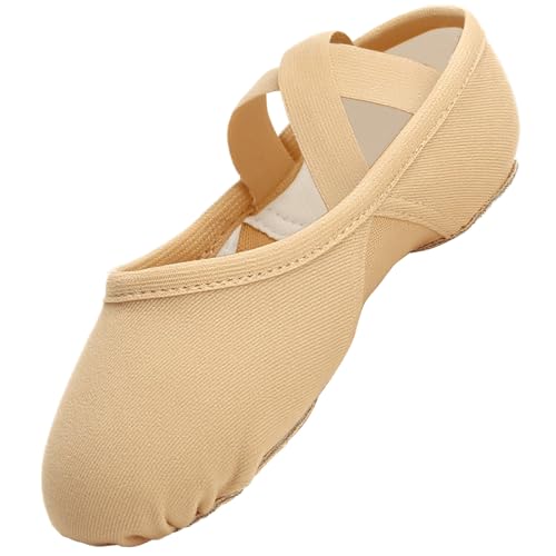 GroYolan Ballettschuhe Elastische Ballettschläppchen, leichte Ballerina Tanzschuhe mit Mesh Split Sohle für Kinder und Erwachsene von GroYolan