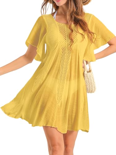 GroYolan Damen Strandkleid Boho Bikini Badeanzug Cover Up Häkelt Sommerkleider Luftig Strandponcho Kleid Bademode Strand von GroYolan