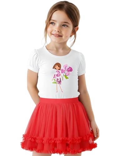 GroYolan Mädchen Tütü Rock 3-Lagiger Tüllrock Kinder Elastischer Bund Prinzessin Ballettrock für Party Tanz Kostüm Casual 1-10 Jahre von GroYolan