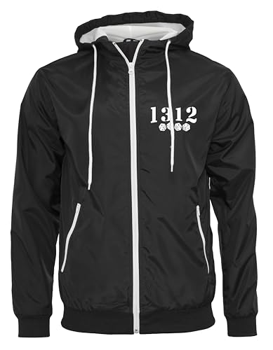 1312 Würfel Windrunner Windbreaker für Casuals Ultras Hooligans ACAB Schwarz/Weiß Größe 5XL von Grobe Jungs