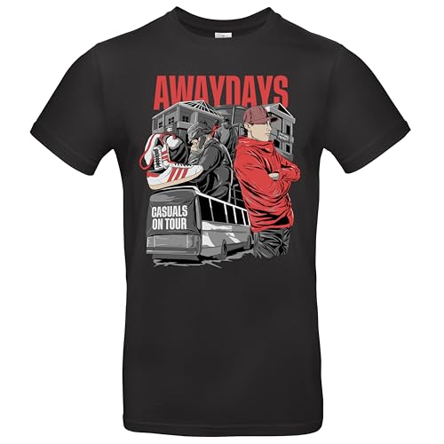 Awaydays Casuals on Tour Herren T-Shirt Ultras Hooligans Shirt Schwarz Größe S von Grobe Jungs