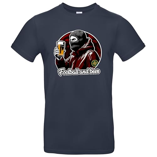 Balaclava Football & Beer Herren T-Shirt Casuals Ultras Hooligans Navy Größe 3XL von Grobe Jungs