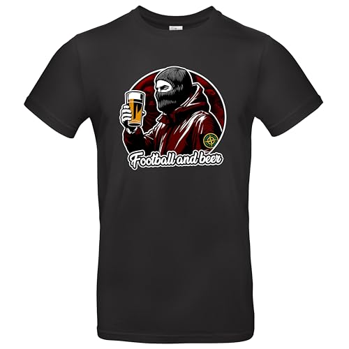 Balaclava Football & Beer Herren T-Shirt Casuals Ultras Hooligans Schwarz Größe 3XL von Grobe Jungs