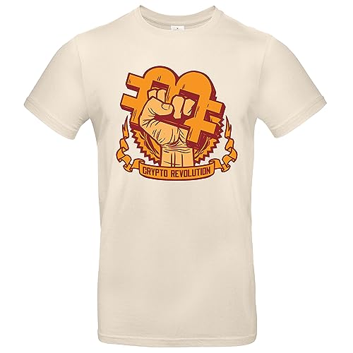 Crypto Revolution Bitcoin Herren T-Shirt Krypto Bitcoin Shirt Natural Größe M von Grobe Jungs