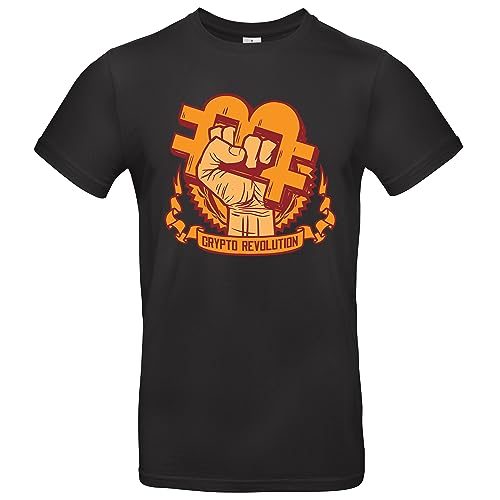 Crypto Revolution Bitcoin Herren T-Shirt Krypto Bitcoin Shirt Schwarz Größe M von Grobe Jungs
