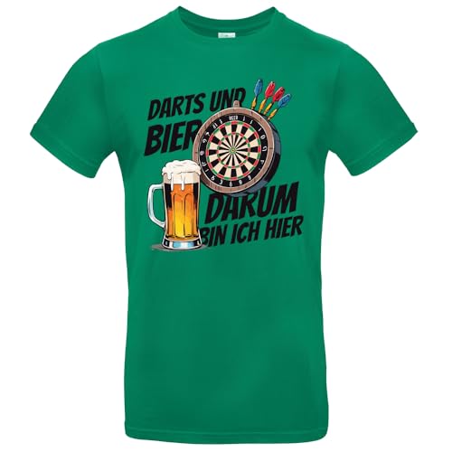 Darts & Bier - Darum Bin ich Hier Herren T-Shirt Darten 180 Darts Ally Pally Kelly Green Größe L von Grobe Jungs