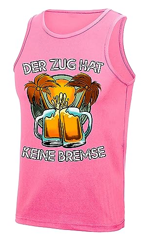 Der Zug hat Keine Bremse Herren Tanktop Muskelshirt Malle Strandurlaub Neonpink Größe XL von Grobe Jungs