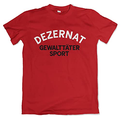 Dezernat Gewalttäter Sport Herren T-Shirt Hooligan Shirt Rot Größe XL von Grobe Jungs