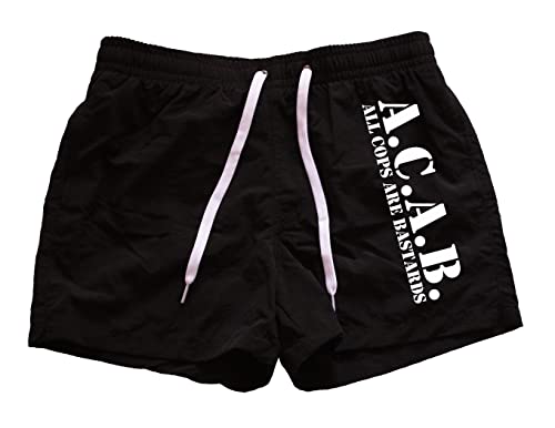 Grobe Jungs ACAB Stencil Herren Badeshorts Schwarz Gr. L von Grobe Jungs