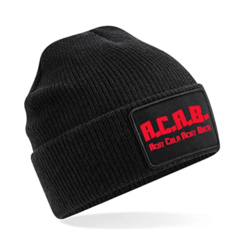 Grobe Jungs Patch Beanie ACAB Acht Cola Bier Schwarz von Grobe Jungs