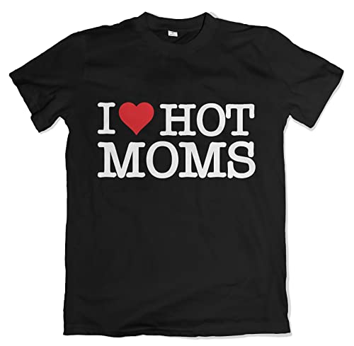 I Love Hot Moms Herren Fun T-Shirt Milf Sexy Frau Shirt Schwarz Größe L von Grobe Jungs