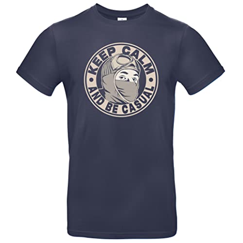 Keep Calm and be Casual Casuals Ultras Hooligan Herren T-Shirt Navy Größe L von Grobe Jungs