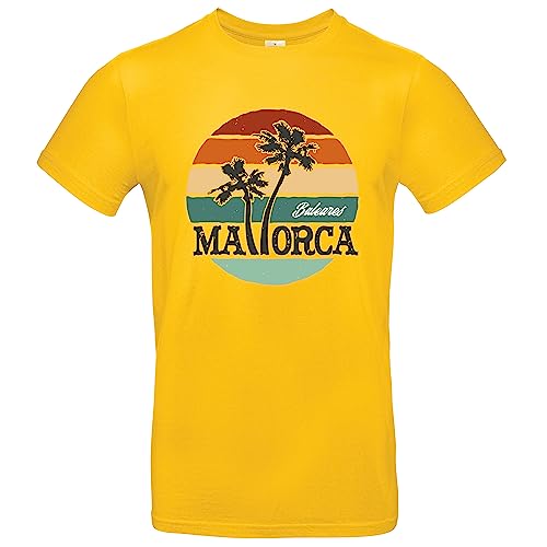 Mallorca Baleares Palmen Herren T-Shirt Lieblingsinsel Urlaub Shirt Gelb Größe M von Grobe Jungs
