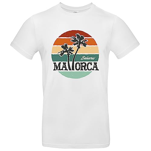 Mallorca Baleares Palmen Herren T-Shirt Lieblingsinsel Urlaub Shirt Weiß Größe L von Grobe Jungs