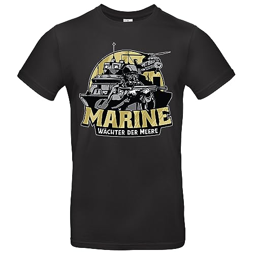 Marine - Wächter der Meere Herren T-Shirt Shirt Armee Bundeswehr Schwarz Größe 4XL von Grobe Jungs