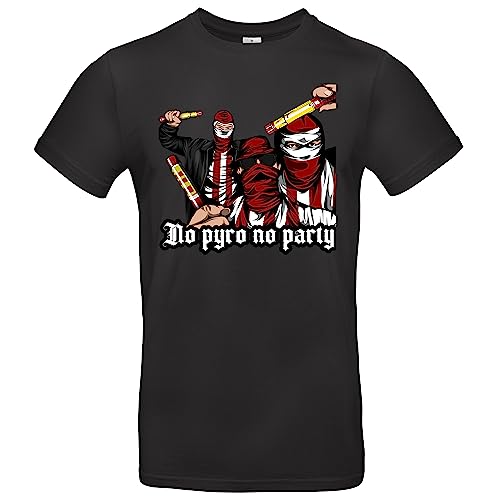 No Pyro No Party Herren T-Shirt Fussball Ultras Hooligans Schwarz Größe M von Grobe Jungs