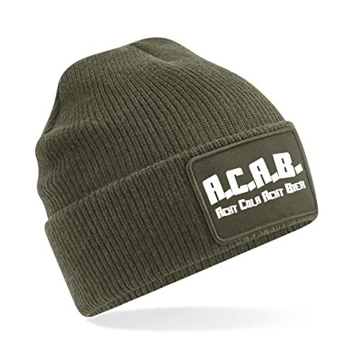 Patch Beanie ACAB Acht Cola Bier Military Green von Grobe Jungs