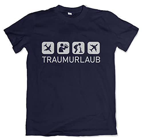 Traumurlaub Malle Herren T-Shirt Ballermann Mallorca Shirt Navy Größe L von Grobe Jungs