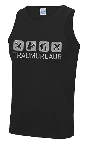 Traumurlaub Malle Herren Tanktop Muskelshirt Malle Strandurlaub Schwarz Größe M von Grobe Jungs