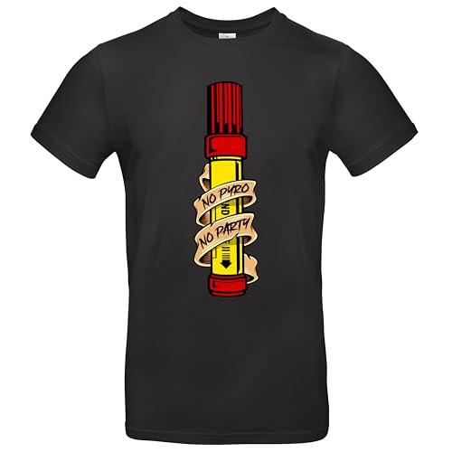 Ultras No Pyro No Party Flare Herren T-Shirt Ultras Pyrotechnik Bengalos Schwarz Größe XXL von Grobe Jungs