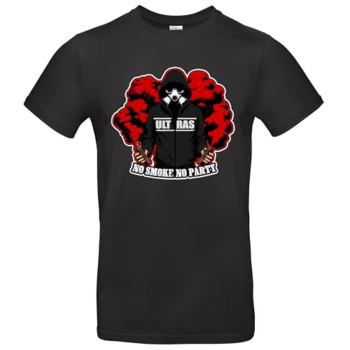 Ultras No Smoke No Party Herren T-Shirt Ultras Pyrotechnik Rauchtöpfe Schwarz Größe L von Grobe Jungs