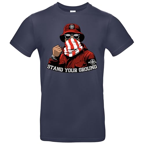 Ultras Stand Your Ground Herren T-Shirt Ultras Hools Hooligans Navy Größe XL von Grobe Jungs
