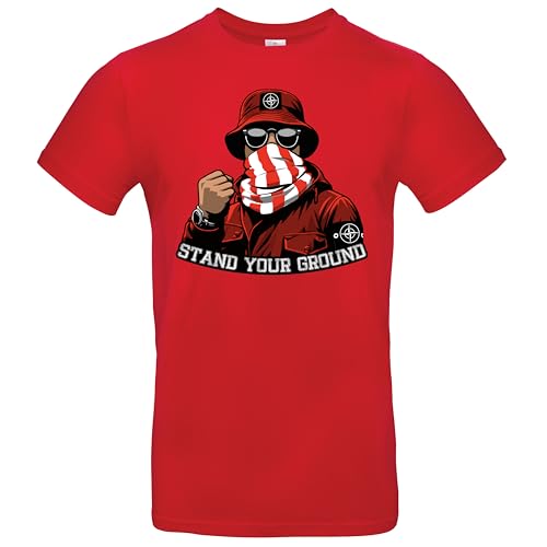 Ultras Stand Your Ground Herren T-Shirt Ultras Hools Hooligans Rot Größe M von Grobe Jungs