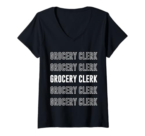 Damen Lebensmittelhändler T-Shirt mit V-Ausschnitt Damen Lebensmittelhändler T-Shirt mit V-Ausschnitt von Grocery Clerk Apparel