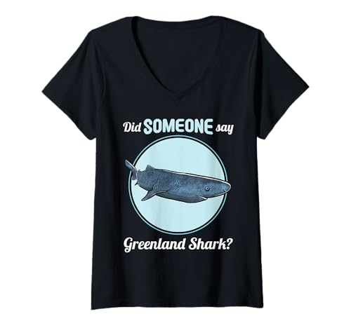 Damen Grönlandhaie Grönlandhai T-Shirt mit V-Ausschnitt Damen Grönlandhaie Grönlandhai T-Shirt mit V-Ausschnitt von Grönlandhaie Grönlandhai Tier Shop
