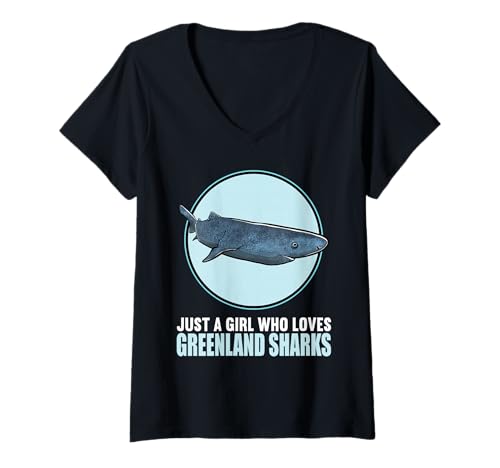 Damen Grönlandhaie Grönlandhai T-Shirt mit V-Ausschnitt Damen Grönlandhaie Grönlandhai T-Shirt mit V-Ausschnitt von Grönlandhaie Grönlandhai Tier Shop