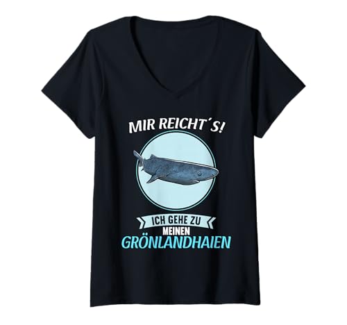 Damen Grönlandhaie Grönlandhai T-Shirt mit V-Ausschnitt Damen Grönlandhaie Grönlandhai T-Shirt mit V-Ausschnitt von Grönlandhaie Grönlandhai Tier Shop