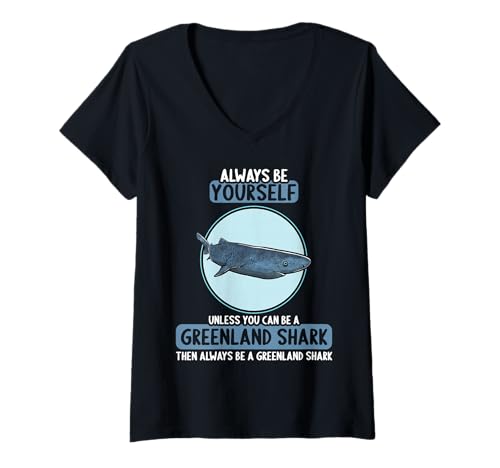 Damen Grönlandhaie Grönlandhai T-Shirt mit V-Ausschnitt von Grönlandhaie Grönlandhai Tier Shop