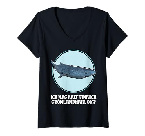 Damen Grönlandhaie Grönlandhai T-Shirt mit V-Ausschnitt Damen Grönlandhaie Grönlandhai T-Shirt mit V-Ausschnitt von Grönlandhaie Grönlandhai Tier Shop