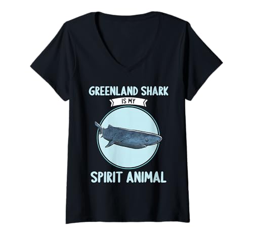 Damen Grönlandhaie Grönlandhai T-Shirt mit V-Ausschnitt Damen Grönlandhaie Grönlandhai T-Shirt mit V-Ausschnitt von Grönlandhaie Grönlandhai Tier Shop