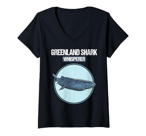 Damen Grönlandhaie Grönlandhai T-Shirt mit V-Ausschnitt Damen Grönlandhaie Grönlandhai T-Shirt mit V-Ausschnitt von Grönlandhaie Grönlandhai Tier Shop