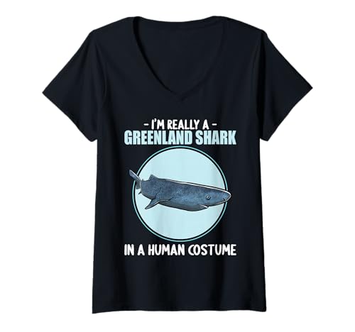 Damen Grönlandhaie Grönlandhai T-Shirt mit V-Ausschnitt Damen Grönlandhaie Grönlandhai T-Shirt mit V-Ausschnitt von Grönlandhaie Grönlandhai Tier Shop