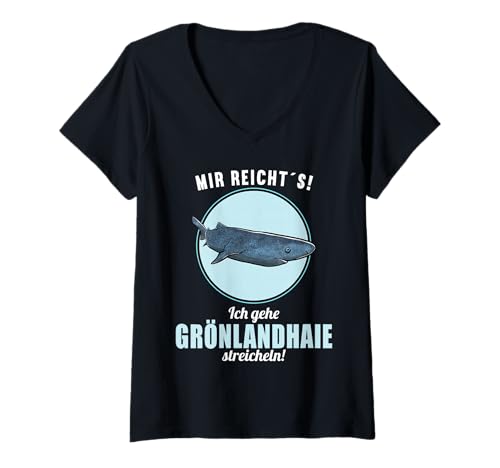 Damen Grönlandhaie Grönlandhai T-Shirt mit V-Ausschnitt Damen Grönlandhaie Grönlandhai T-Shirt mit V-Ausschnitt von Grönlandhaie Grönlandhai Tier Shop