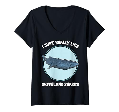 Damen Grönlandhaie Grönlandhai T-Shirt mit V-Ausschnitt Damen Grönlandhaie Grönlandhai T-Shirt mit V-Ausschnitt von Grönlandhaie Grönlandhai Tier Shop