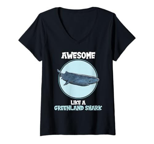 Damen Grönlandhaie Grönlandhai T-Shirt mit V-Ausschnitt Damen Grönlandhaie Grönlandhai T-Shirt mit V-Ausschnitt von Grönlandhaie Grönlandhai Tier Shop