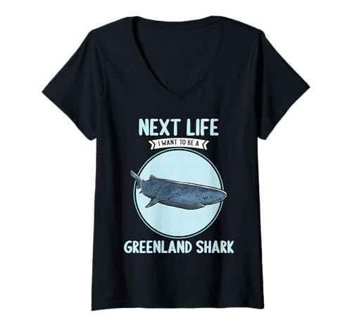 Damen Grönlandhaie Grönlandhai T-Shirt mit V-Ausschnitt Damen Grönlandhaie Grönlandhai T-Shirt mit V-Ausschnitt von Grönlandhaie Grönlandhai Tier Shop