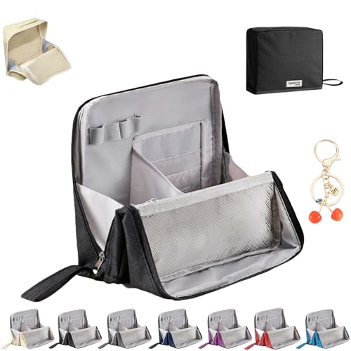 2025 New Doresty Makeup Bag,Doresty Standing Makeup Bag,Multi-Purpose Large Capacity Oxford Cloth Standing Makeup Bags with Compartments for Girls Women (Black) von Grolomo