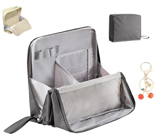 2025 New Doresty Makeup Bag,Doresty Standing Makeup Bag,Multi-Purpose Large Capacity Oxford Cloth Standing Makeup Bags with Compartments for Girls Women (Gray) von Grolomo