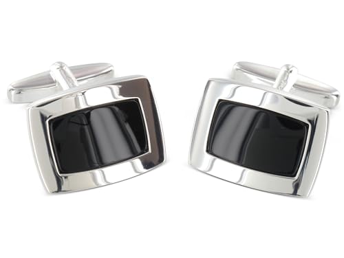 Grom Manschettenknöpfe Silber Onyx-Stein-Intarsie von Grom Schmuck