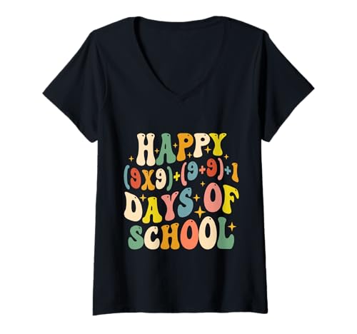 Damen Matheformel 100 Tage Schule Lustiger Mathematiklehrer 100. Tag T-Shirt mit V-Ausschnitt Damen Matheformel 100 Tage Schule Lustiger Mathematiklehrer 100. Tag T-Shirt mit V-Ausschnitt von Groovy 100 Days Of School Math Formula