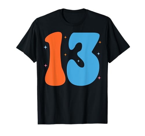13 Years Old Groovy Style 13th Birthday Party Teen Girl Boy T-Shirt von Groovy 13th Birthday Gifts Co.