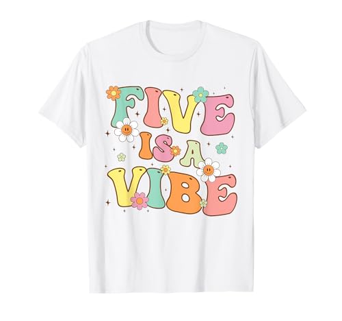Groovy 5th Birthday Five Is A Vibe, 5 Jahre, Mädchen, Jungen T-Shirt Groovy 5th Birthday Five Is A Vibe, 5 Jahre, Mädchen, Jungen T-Shirt von Groovy 5th Birthday Five Is A Vibe