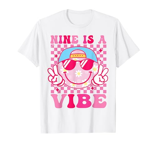 Nine is A Vibe Birthday Groovy 9 jährige Mädchen zum 9. Geburtstag T-Shirt Nine is A Vibe Birthday Groovy 9 jährige Mädchen zum 9. Geburtstag T-Shirt von Groovy 9th Birthday Girls