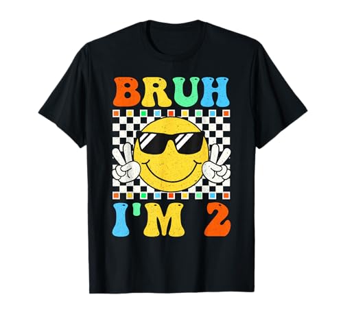 Bruh I'm 2 Year Old Geschenke zum 2. Geburtstag für Jungen mit Zwei lächelnden Gesichtern T-Shirt Bruh I'm 2 Year Old Geschenke zum 2. Geburtstag für Jungen mit Zwei lächelnden Gesichtern T-Shirt von Groovy Bruh I'm 2 Birthday Gifts For Boys Girls