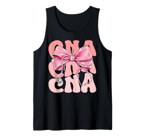 CNA Week Day for Women Pink Coquette Bow Cute Stethoskop Tank Top CNA Week Day for Women Pink Coquette Bow Cute Stethoskop Tank Top von Groovy Coquette CNA for Cute and Funny Nurses