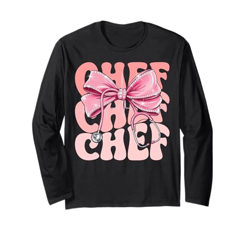 Chefwochentag für Frauen, rosa Kokette mit Schleife, niedliches Stethoskop Langarmshirt Chefwochentag für Frauen, rosa Kokette mit Schleife, niedliches Stethoskop Langarmshirt von Groovy Coquette Chef for Cute and Funny Nurses